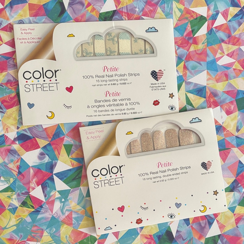 Color Street Petite Nail Strips - Glittery Blue and Cream Stars